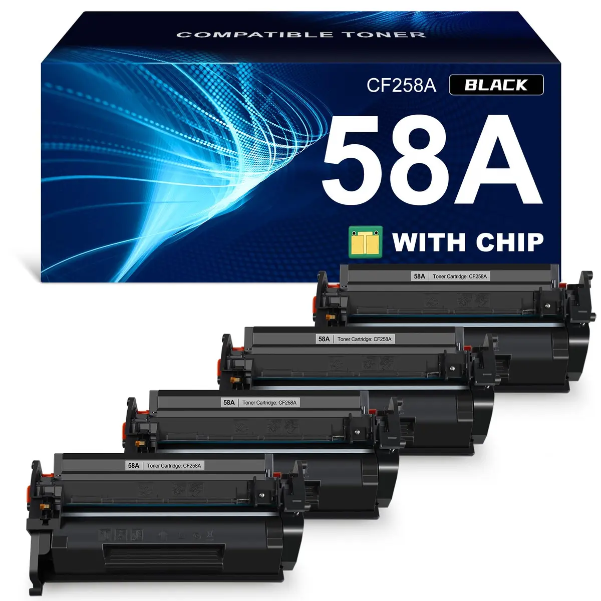 ALLWORK 58A Toner Cartridge Black Compatible for HP 58A CF258A 58X M428fdw | High Page Yield, 4-Pack - main product image