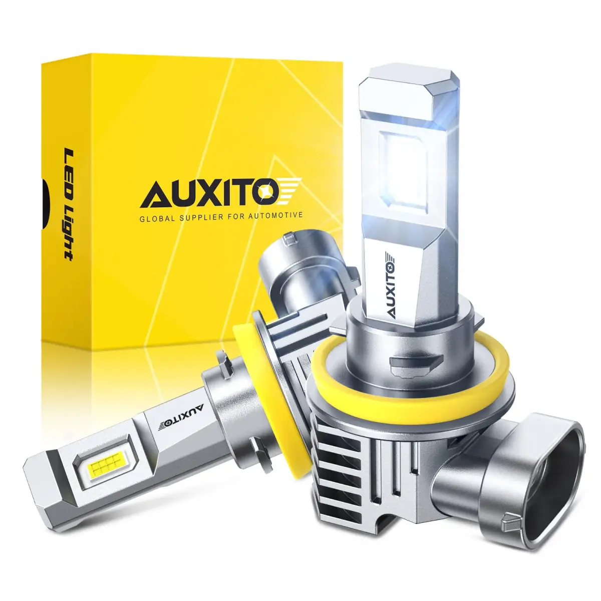 AUXITO H11/H9/H16/H8 LED Fog Light Bulbs 6500K Cool White 30000LM Pack of 2 | True Mini Size for Enhanced Visibility - main product image