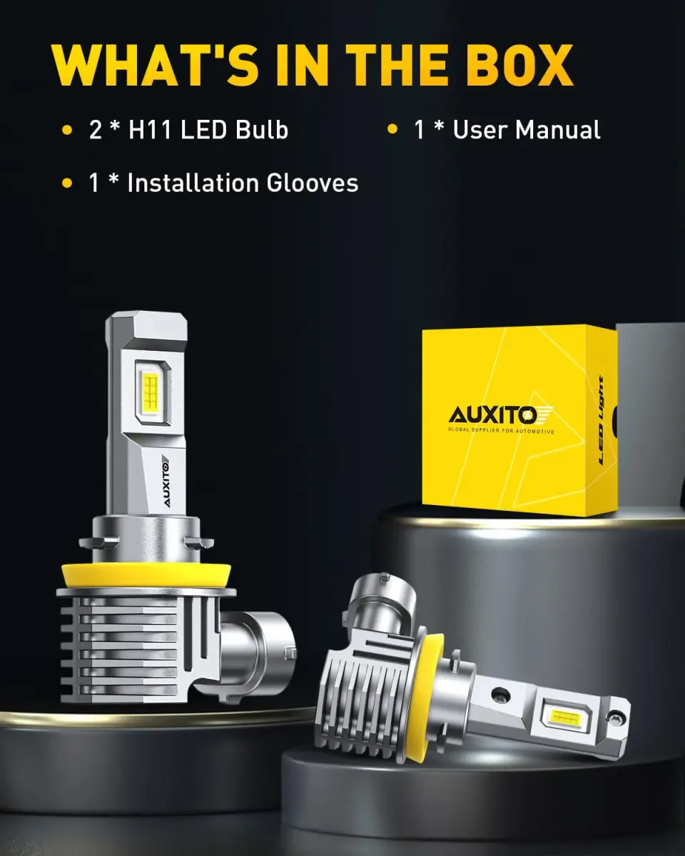 AUXITO H11/H9/H16/H8 LED Fog Light Bulbs 6500K Cool White 30000LM Pack of 2 | True Mini Size for Enhanced Visibility - view 7