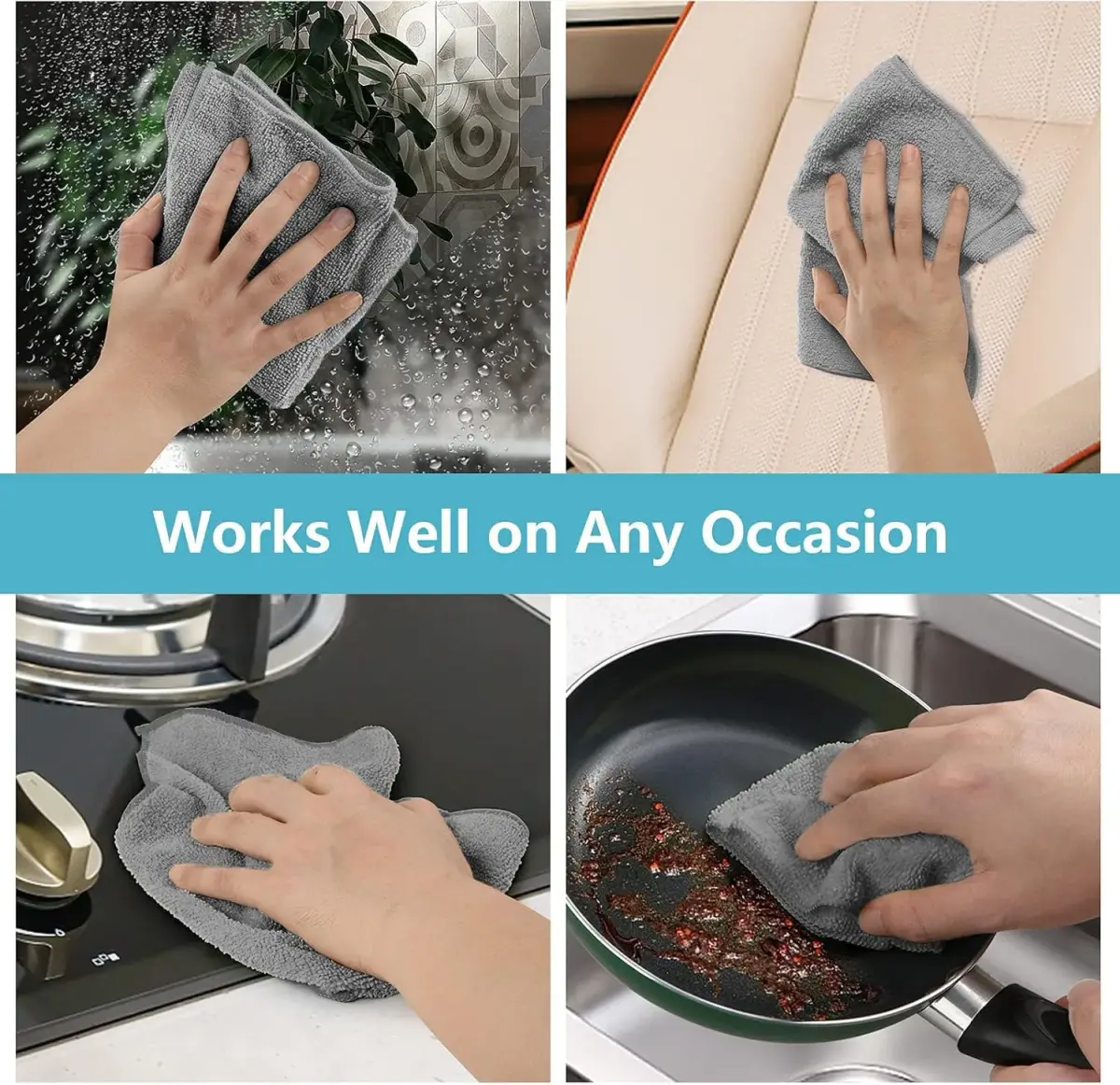 HOMEXCEL Microfiber Cleaning Cloths 150 Pack, 29cm x 29cm (11.5 x 11.5 inch) | Lint-Free & Scratch-Free for Home, Kitchen, Cars - view 5
