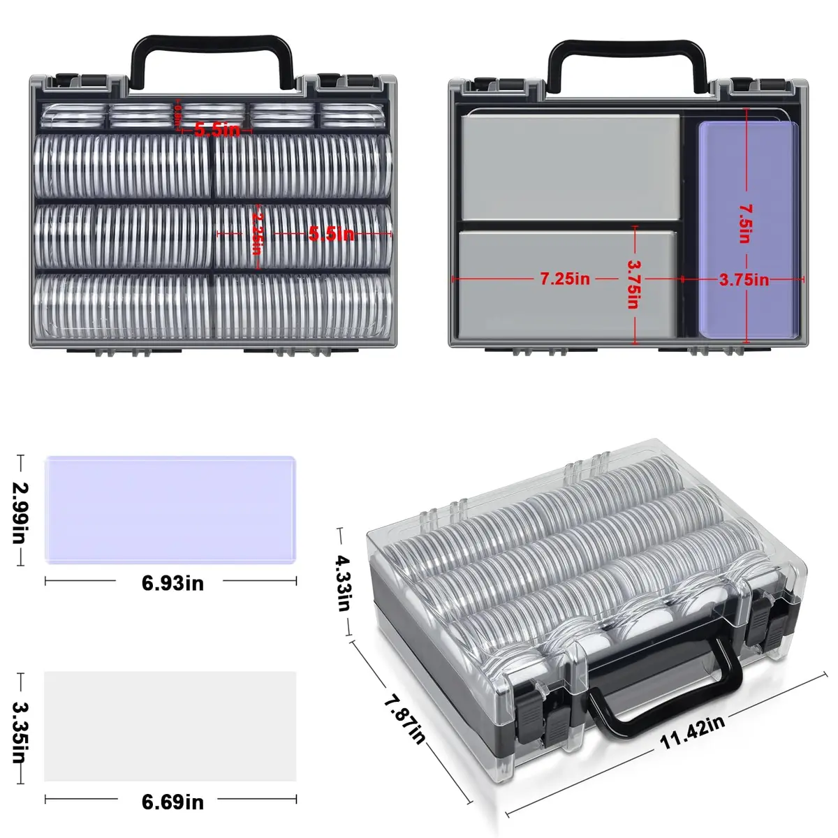FULLCASE Coin Collector Case with 141 Capsules and 220 Currency Sleeves | Organized Coin & Currency Storage - view 7