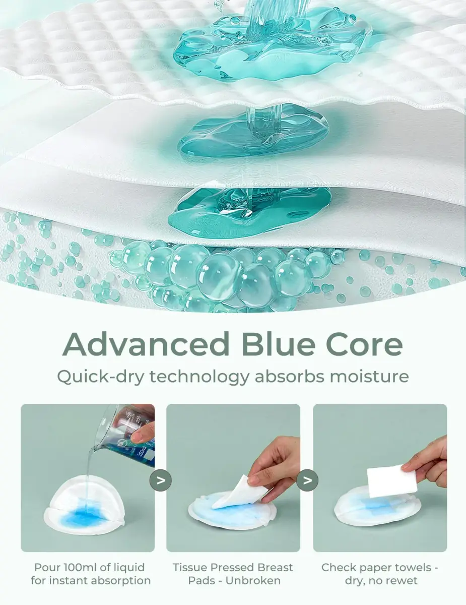 Momcozy Bamboo Disposable Nursing Pads 120 Count (Pack of 1) | Ultra-Absorbent Blue Core for Leakproof Protection - view 3