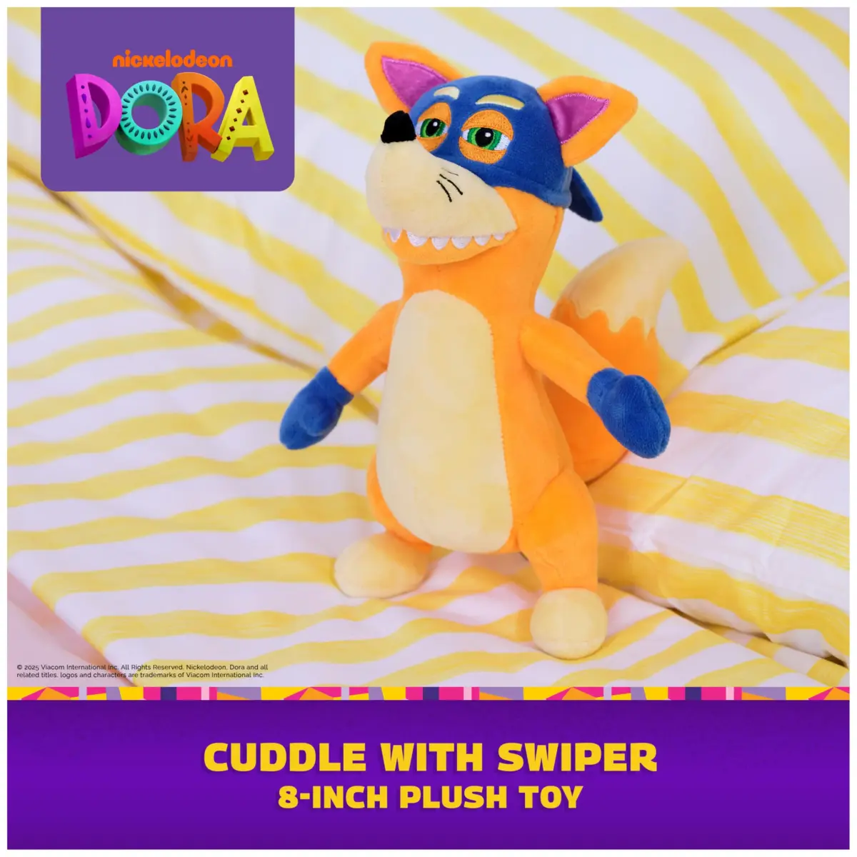 Official Dora Swiper Plush Toy, 8-Inch Stuffed Animal for Ages 3+ | Soft Velvety Fur with Embroidered Details - view 3