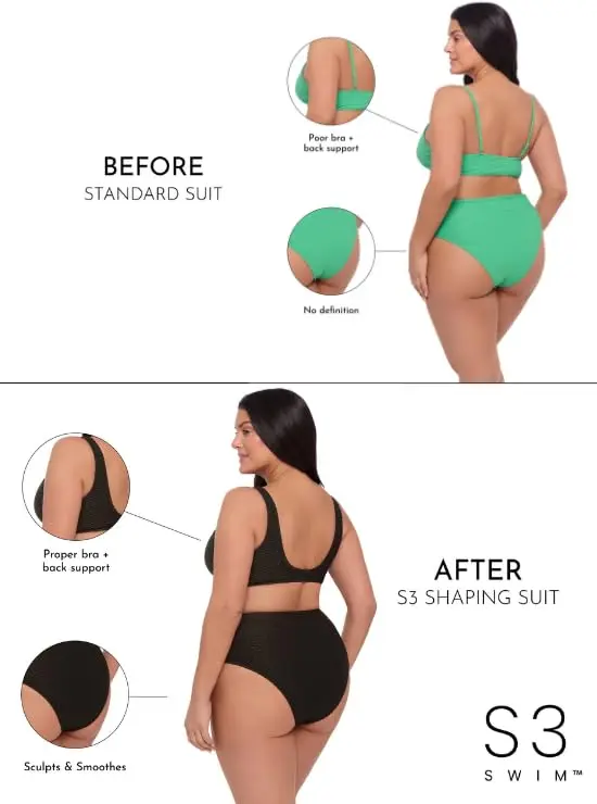 S3 Swim Women's Wrap Bikini Top Pearl X-Large | Supportive, Smoothing & Adjustable Fit - view 2