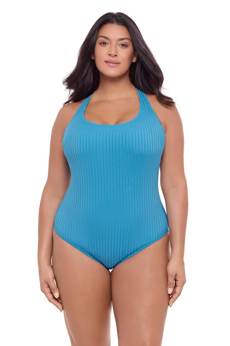 S3 Swim Women's Shaping Scoop Neck One Piece Swimsuit, Lake Blue, X-Large | 360° Smoothing Support - main product image