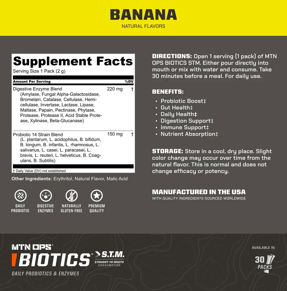 MTN OPS Biotics STM On-the-Go Probiotic for Gut Health | Gut Support & Immunity (70-120 chars) - view 5