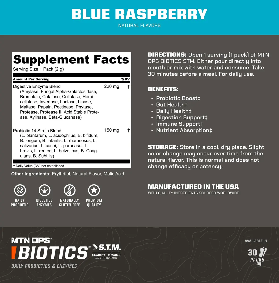 MTN OPS Biotics STM On-the-Go Probiotic for Gut Health | Gut Support & Immunity (70-120 chars) - view 4