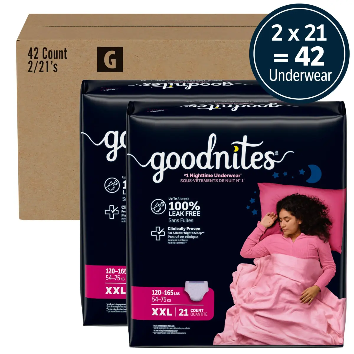 Goodnites Girls' Nighttime Underwear XXL (120-165 lbs) | Leak-Free Protection for Confident Nights - view 2