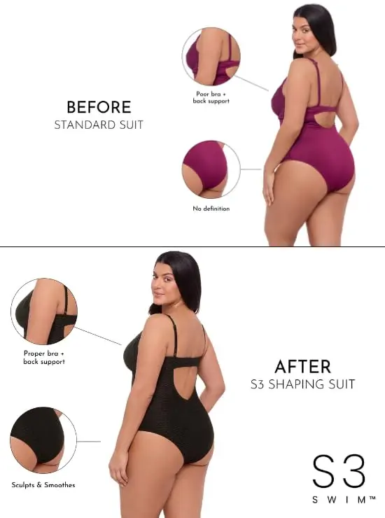 S3 Swim Women's Shaping Underwire One Piece Swimsuit | Support & Style in Sangria (70-120 chars) - view 3