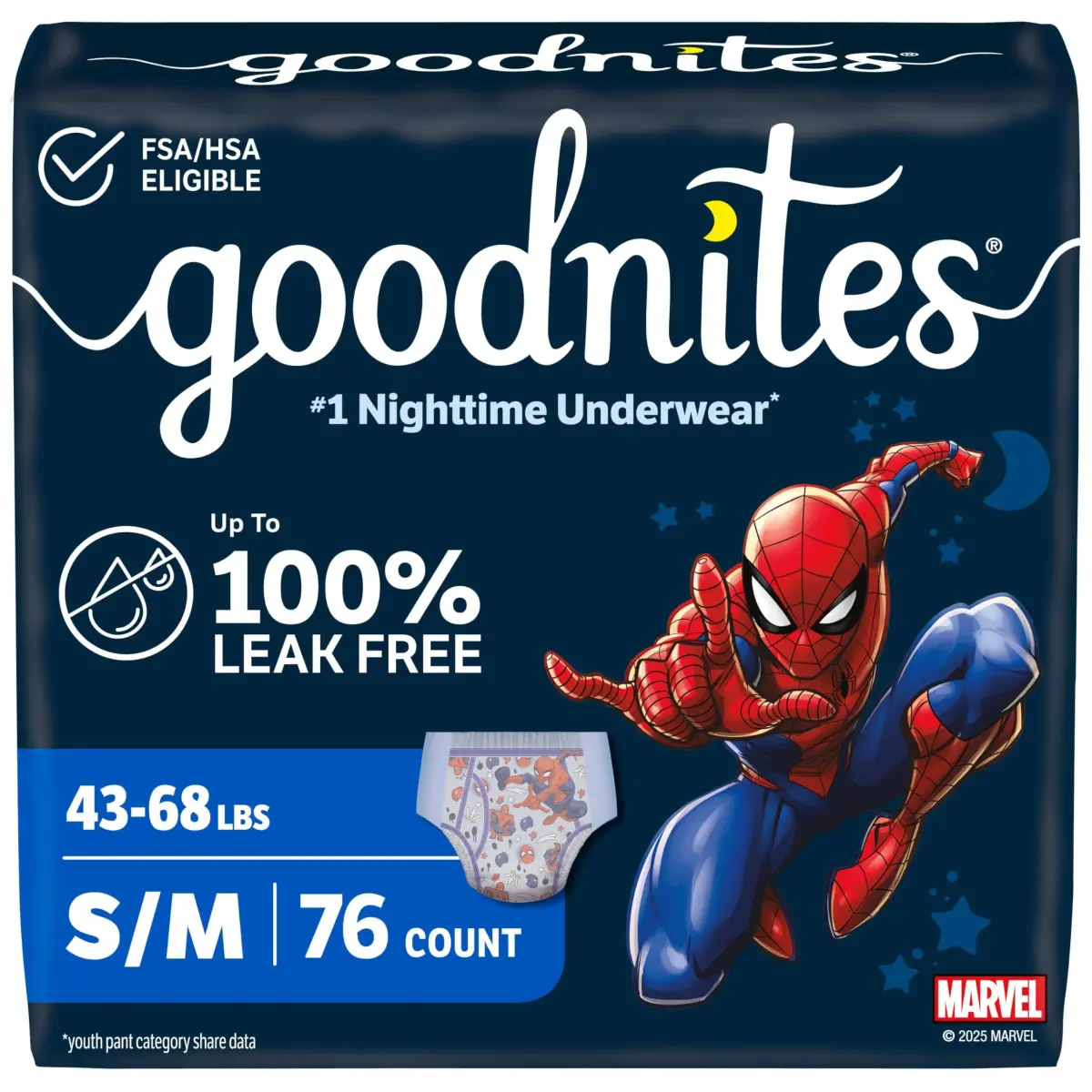 GoodNites Boys Nighttime Underwear S/M (76 Ct) | 100% Leak-Free Protection for Boys 43-68 lbs - main product image