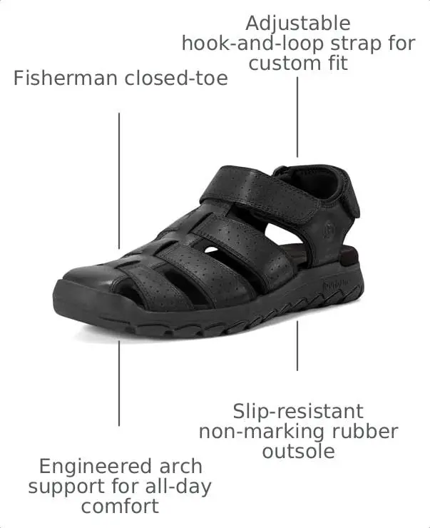 Dunham Norwood, Black Leather, 13 Medium | Casual Men's Sandal with Arch Support & Slip-Resistant Sole - view 2
