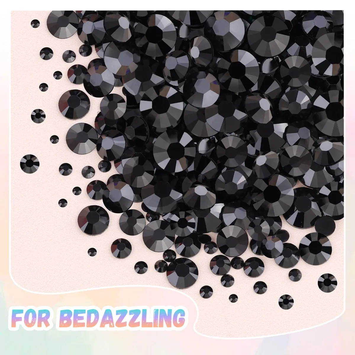 BELLEBOOST Resin Black Rhinestones 32000pcs | 2-6mm Flatback Gems for Nail Art & Crafts - view 7
