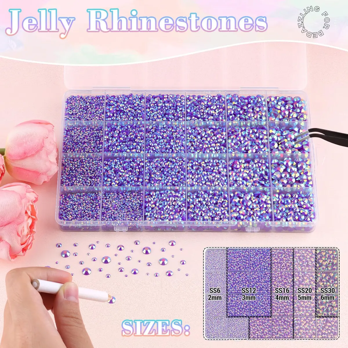 BELLEBOOST Resin Rhinestones 25000pcs Dark Purple AB | Flatback Gems for Nail Art & Crafts - view 2