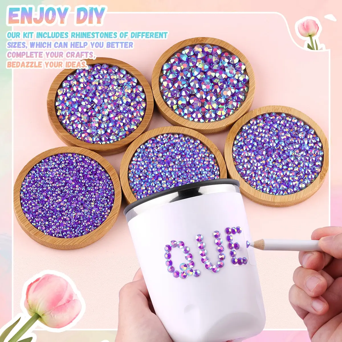 BELLEBOOST Resin Rhinestones 25000pcs Dark Purple AB | Flatback Gems for Nail Art & Crafts - view 3