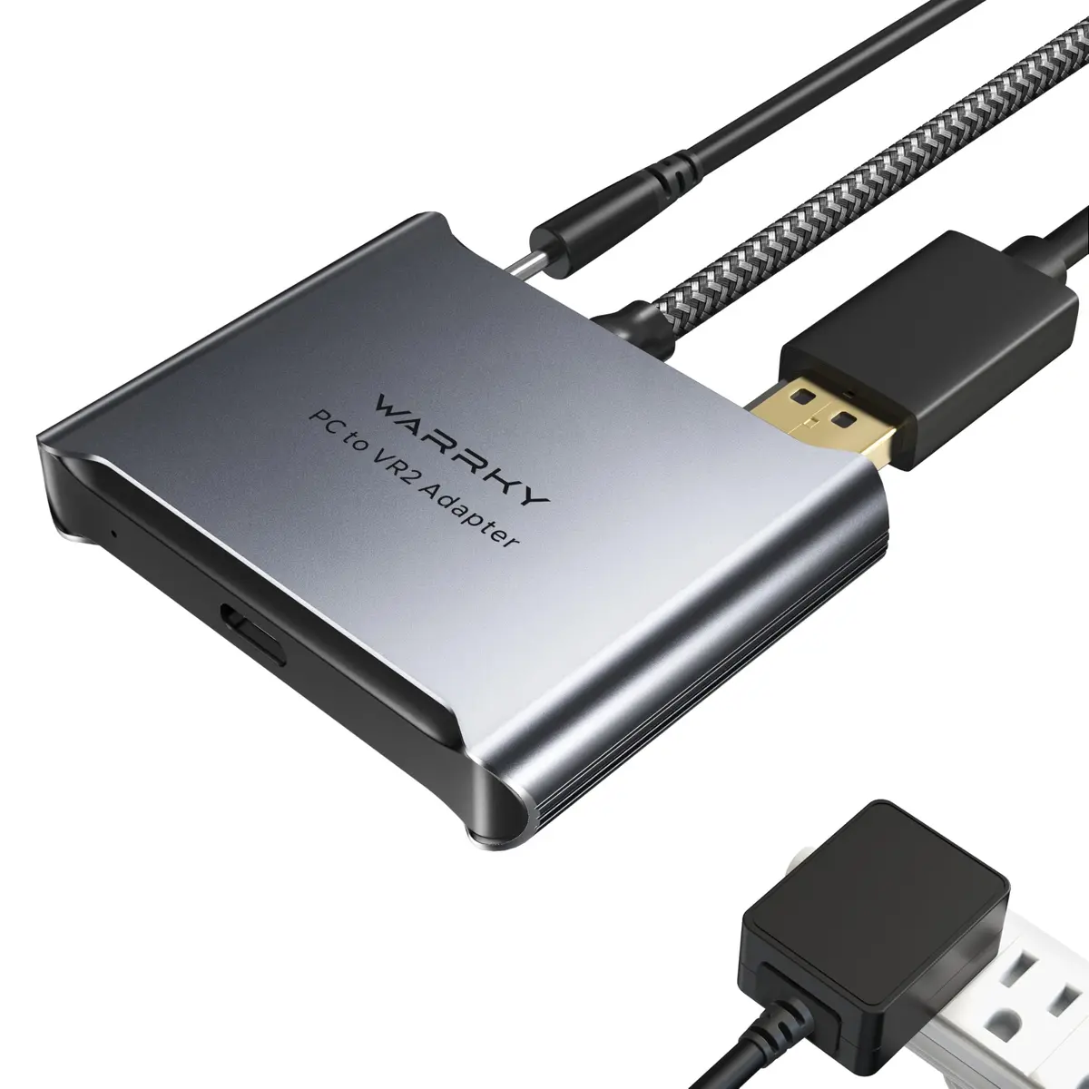 Warrky PSVR2 PC Adapter, Aluminum Shell & Nylon-Braided Cable, 15W Power Supply Included | Connect PSVR2 to PC for Enhanced Gaming - main product image