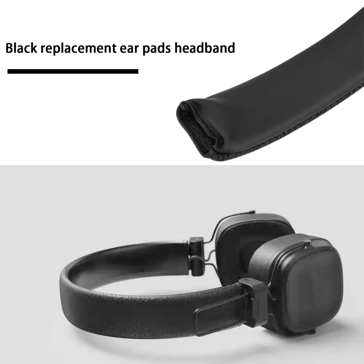 Briny River Headphone Earpad Replacement Protein Leather Compatible with Marshall Major 2 & 3, Black | 29cm Long - view 2