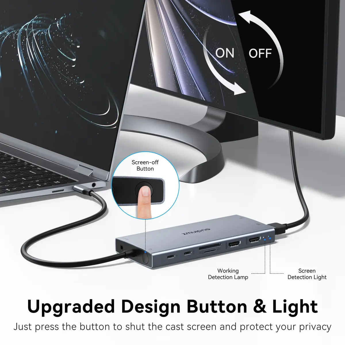 ZMUIPNG USB C Docking Station Dual Monitor 15 in 1 | 2 HDMI 4K DP 8K, 100W PD, Ethernet, Audio, USB Hub - view 7