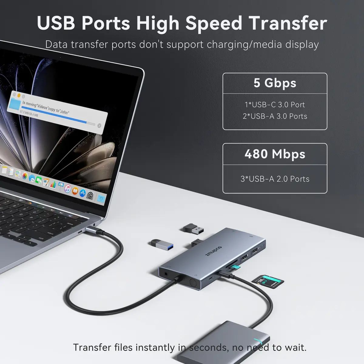 ZMUIPNG USB C Docking Station Dual Monitor 15 in 1 | 2 HDMI 4K DP 8K, 100W PD, Ethernet, Audio, USB Hub - view 8