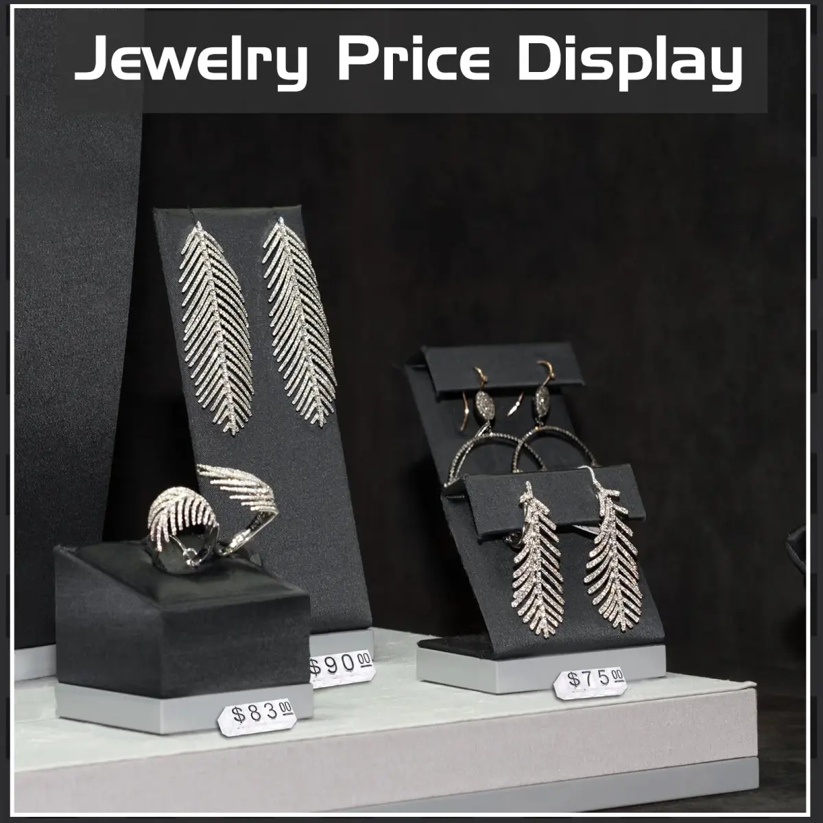 Qunclay Black Number Price Display Cubes 6x4mm (0.24x0.16 inches) | Adjustable Retail Price Tags - view 2