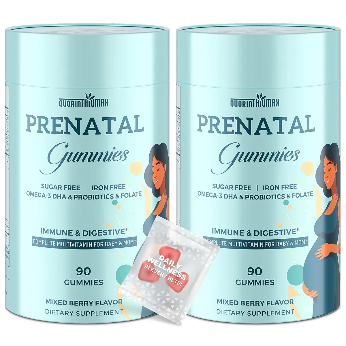 Quorinthiumax Prenatal Gummies Sugar Free 180 Count | Organic, DHA & Probiotics for Women - main product image