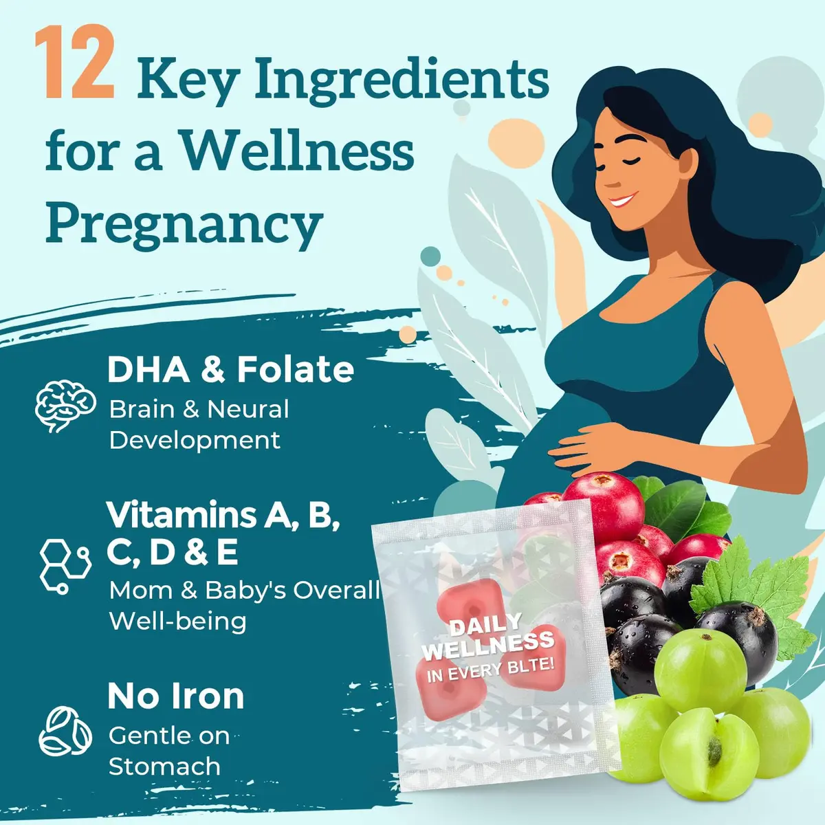 Quorinthiumax Prenatal Gummies Sugar Free 180 Count | Organic, DHA & Probiotics for Women - view 4