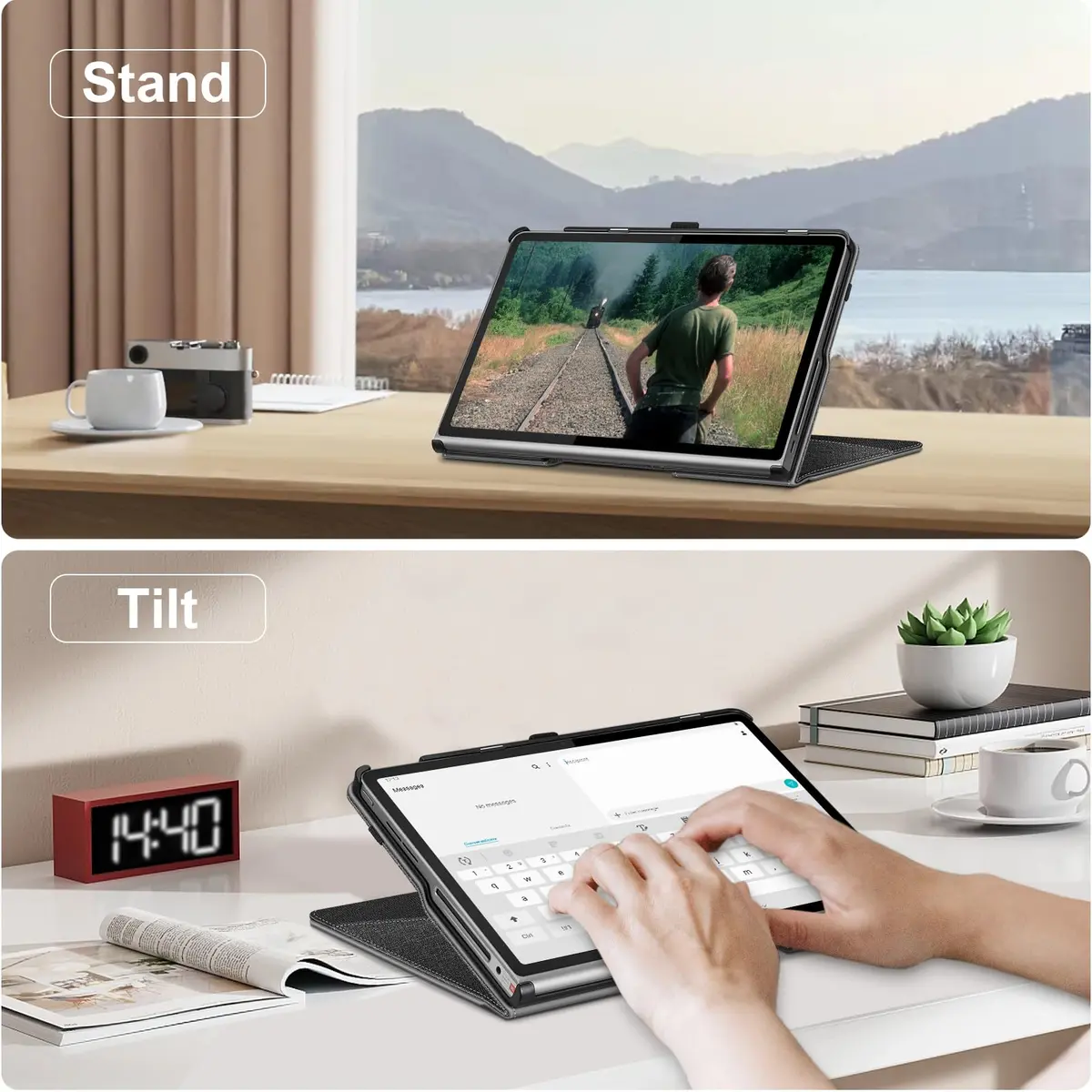 Fintie Case for Lenovo Tab Plus (TB351FU) 11.5 inch 2024 Tablet, Grey | Folio Viewing Stand with Document Slots - view 6
