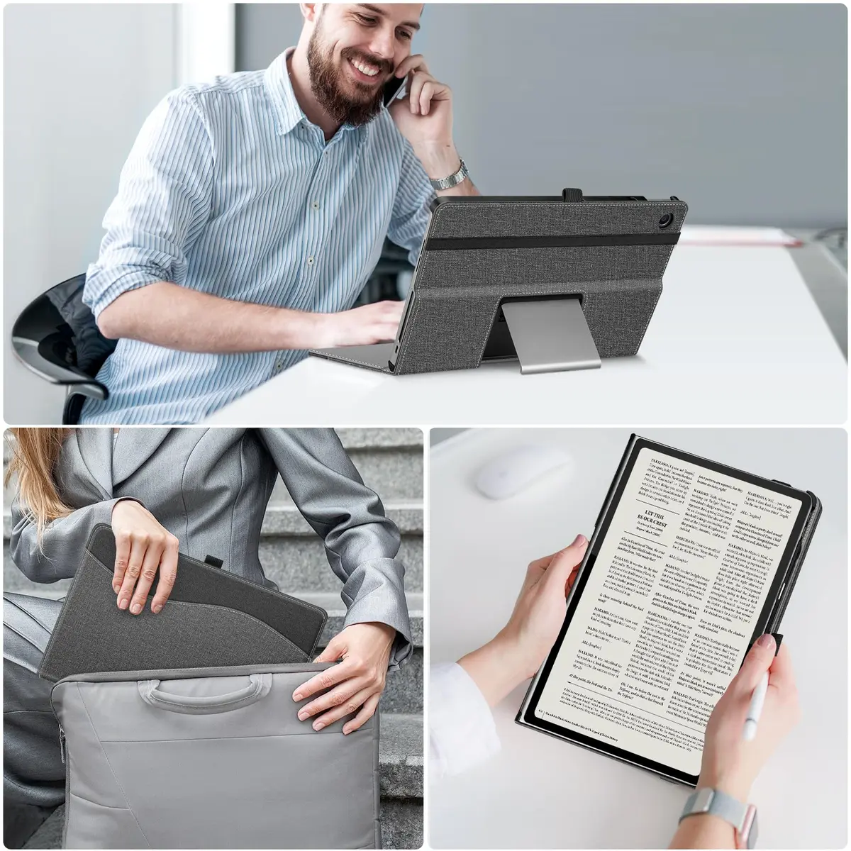 Fintie Case for Lenovo Tab Plus (TB351FU) 11.5 inch 2024 Tablet, Grey | Folio Viewing Stand with Document Slots - view 7