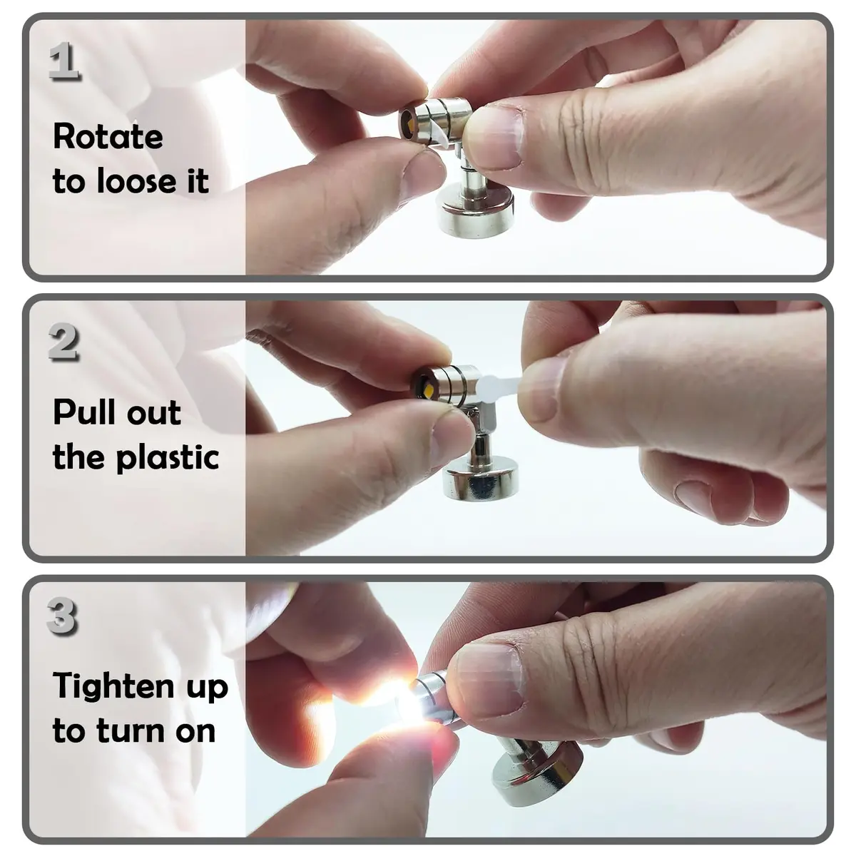 SUZEYAR Miniature LED Light 4 Pack | Battery Operated, Wireless, Magnet Base, Cool White - view 3