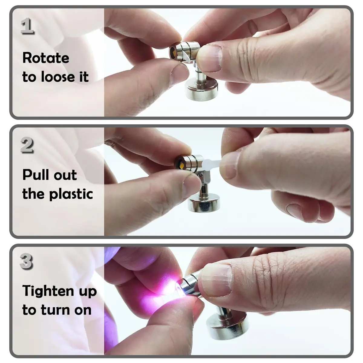 SUZEYAR Metal Miniature LED Lights 4-Pack | Battery Operated Spotlights for Artwork & Displays - view 3