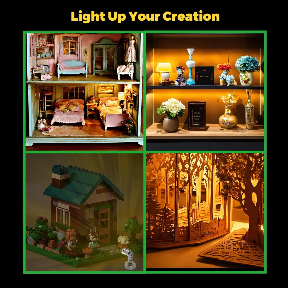 SUZEYAR Miniature LED Light, Tiny Spot Lights with Magnet Base, Battery Operated, Wireless for Artwork & DIY (Warm White) - view 7