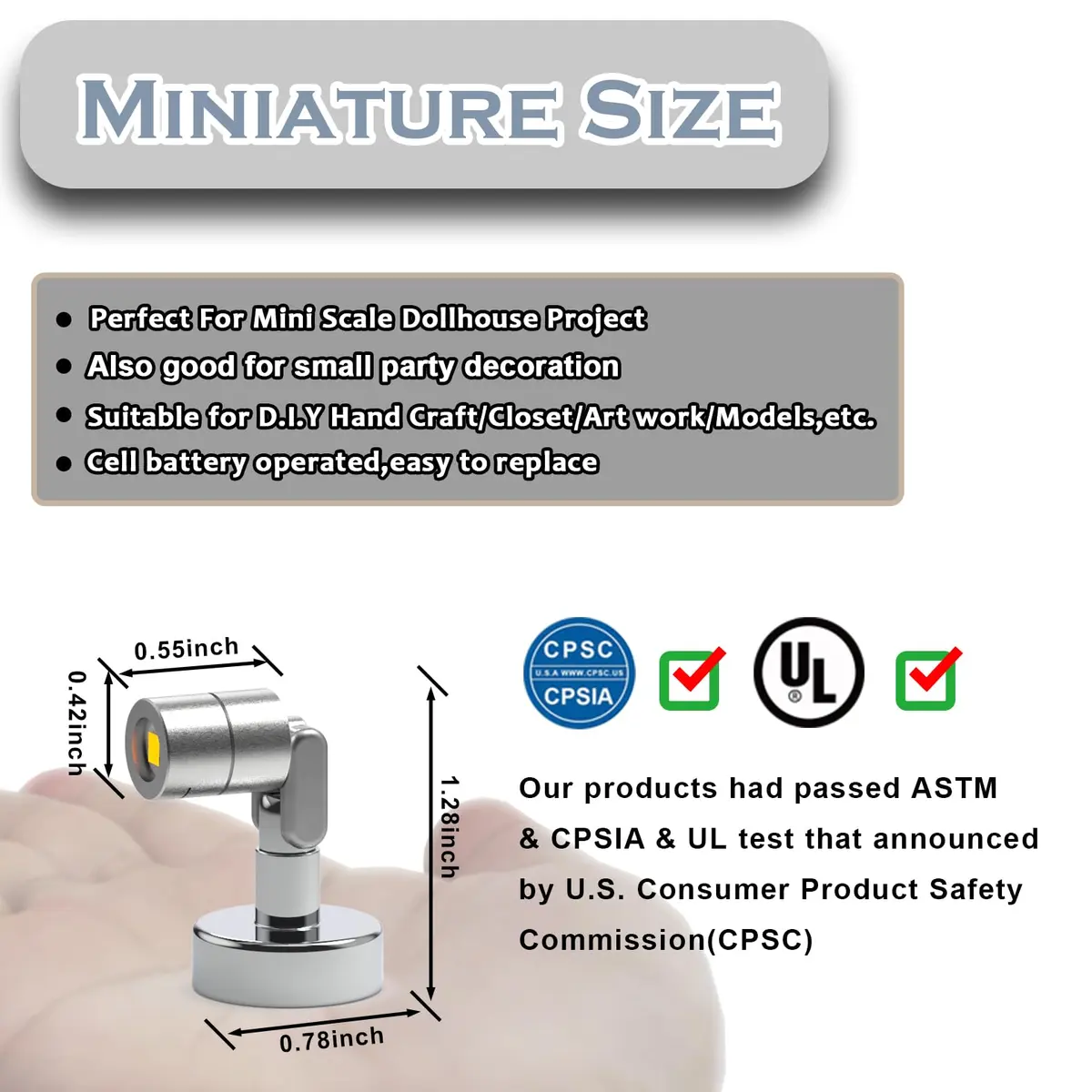 SUZEYAR Miniature LED Light, Tiny Spot Lights with Magnet Base, Battery Operated, Wireless for Artwork & DIY (Warm White) - view 2
