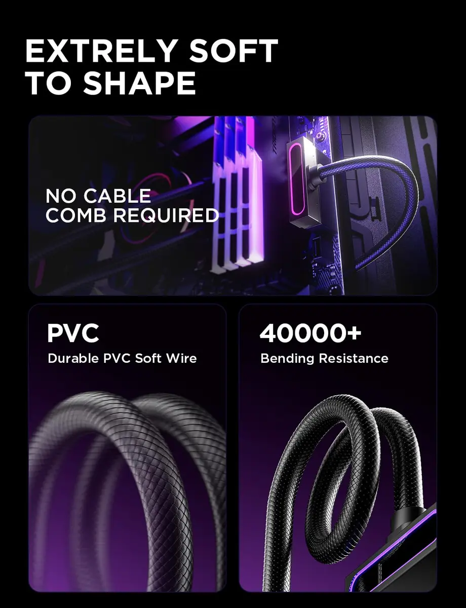 AsiaHorse Hydrus-24PIN PC PSU Extension Cable ARGB LED 30cm | Copper Wire Motherboard Power Extension - view 7