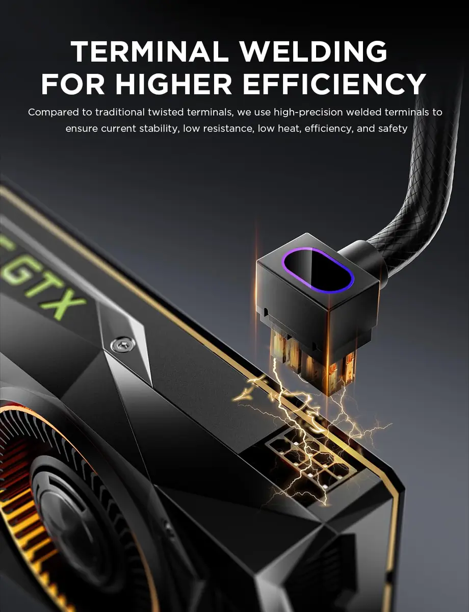 AsiaHorse Hydrus 8-Pin GPU PSU Extension Cable 30cm (11.81 in) | ARGB Lighting, 2500W Power Support - view 6