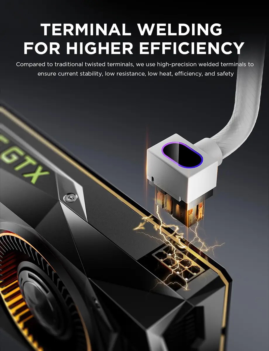 AsiaHorse Hydrus ARGB GPU PSU Extension Cable 30cm (11.81 in) White | Integrated Minimalist Design - view 7