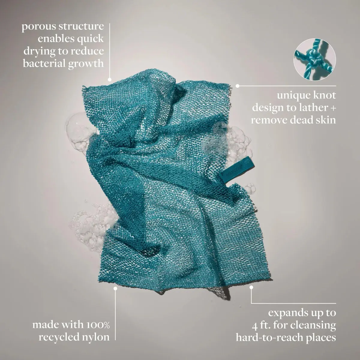 EcoTools Exfoliating Bath Net Body Scrubber Blue | 1 Count (Pack of 1) - view 3