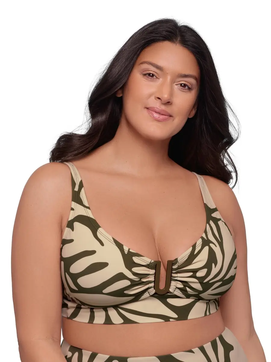 S3 Swim Women's Supportive Banded U-Wire Midkini Top | Modern Foliage Eucalyptus Support - main product image