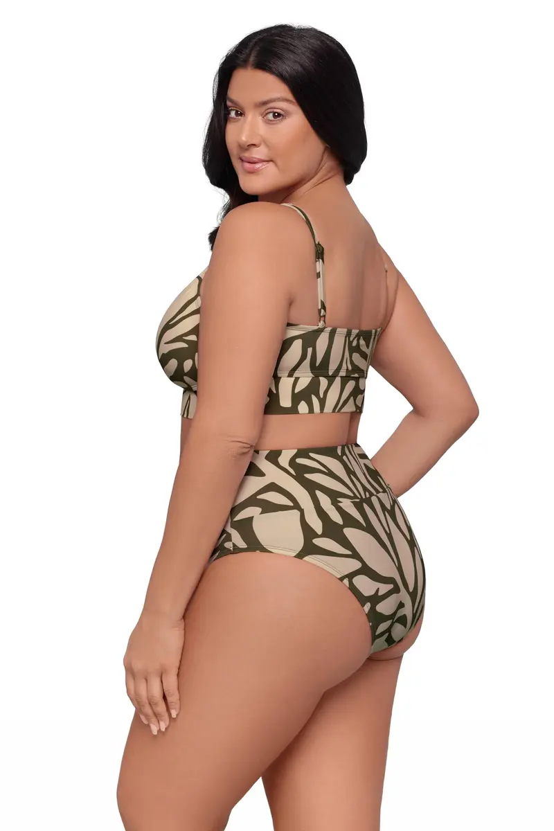 S3 Swim Women's Supportive Banded U-Wire Midkini Top | Modern Foliage Eucalyptus Support - view 2