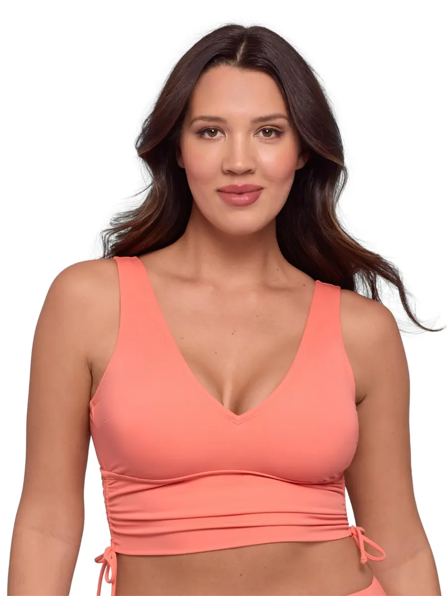 S3 Swim Women's Supportive Cinch Shirred Tie Side Bikini Top Watermelon Large | Adjustable Support & Sculpting Fit - main product image