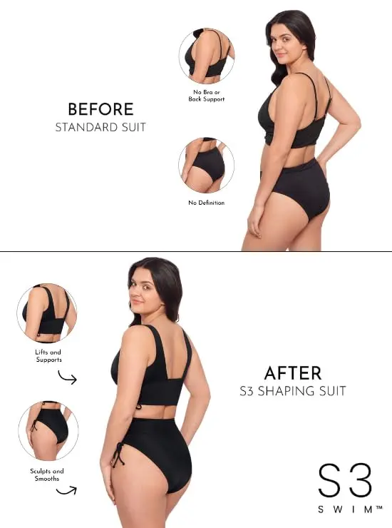 S3 Swim Women's Supportive Cinch Shirred Tie Side Bikini Top Watermelon Large | Adjustable Support & Sculpting Fit - view 2