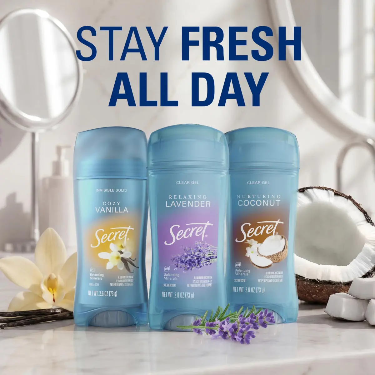 Secret Fresh Antiperspirant Deodorant for Women, Soapy Bubble Bath Scent, 72hr Protection, 77g (2.6 oz) - view 9