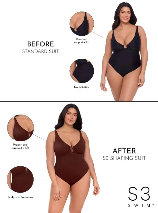 S3 Swim Women's Sculpting Adjustable U-Wire One Piece Swimsuit | 360° Shaping Support - view 2