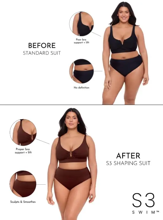 S3 Swim Supportive Banded U-Wire Midkini Top, Sangria | Comfortable, Supportive & Secure Fit - view 2