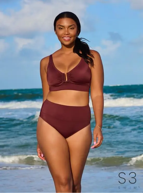 S3 Swim Supportive Banded U-Wire Midkini Top, Sangria | Comfortable, Supportive & Secure Fit - view 5
