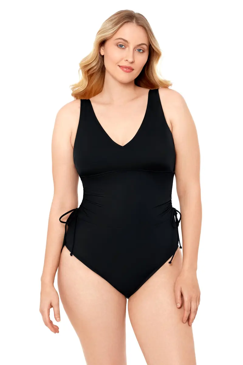 S3 Swim Women's Cinch One Piece Swimsuit Onyx Black | Tummy Control & Support (70-120 chars) - main product image