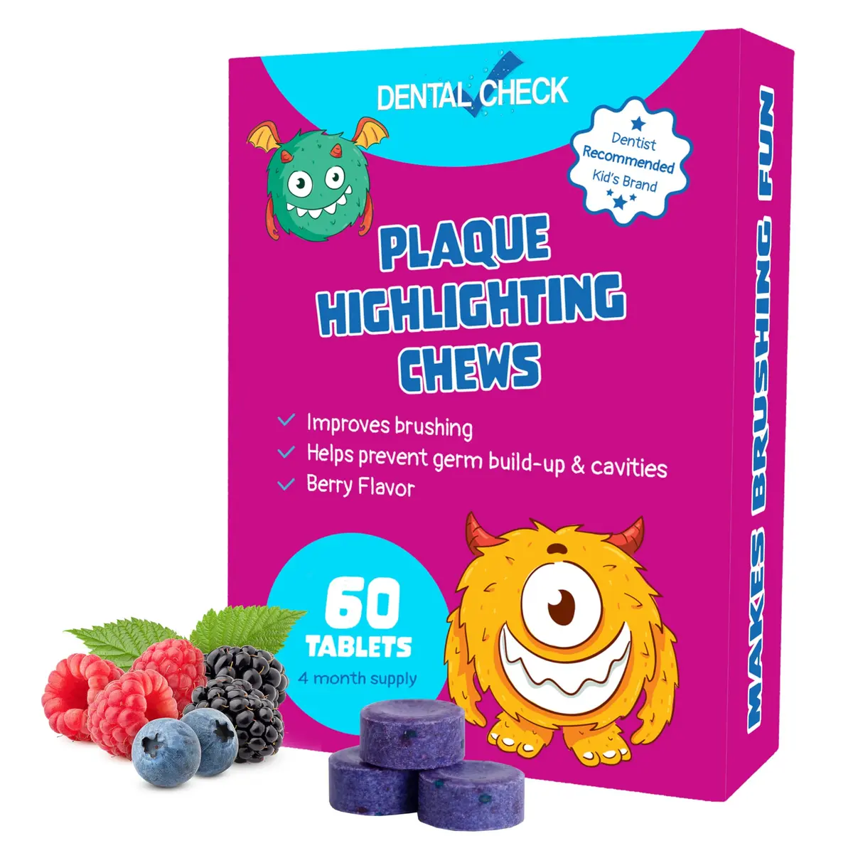 Lingito Plaque Disclosing Tablets Berry Flavor 60 Count (Pack of 1) | Visualize Plaque for Better Oral Hygiene - main product image