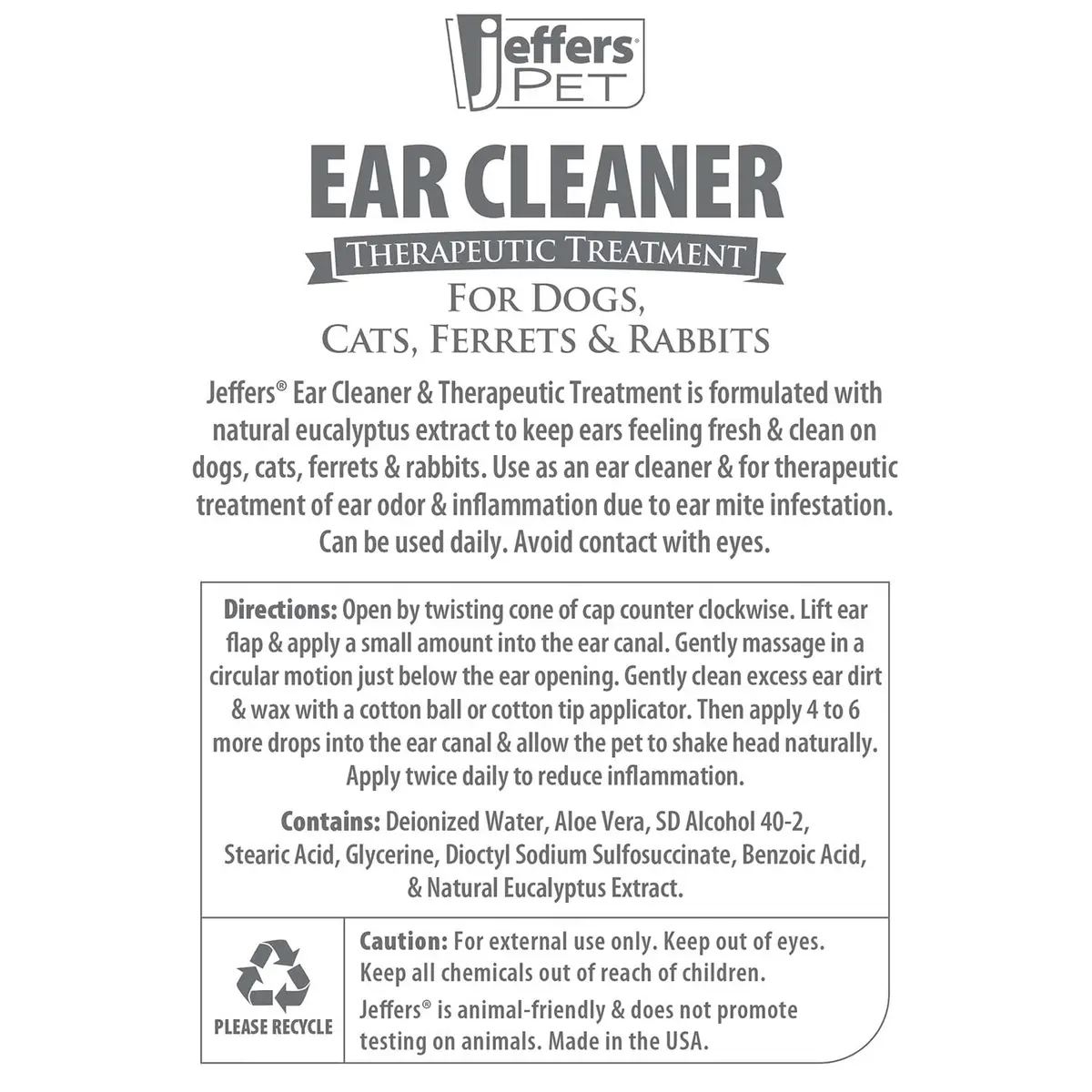 Jeffers Pet Ear Cleaning Solution for Dogs, Cats & Puppies | Aloe Vera Ear Wash for Wax & Odor Removal, Itchy Ear Comfort, Routine Ear Hygiene, Travel Friendly - view 4