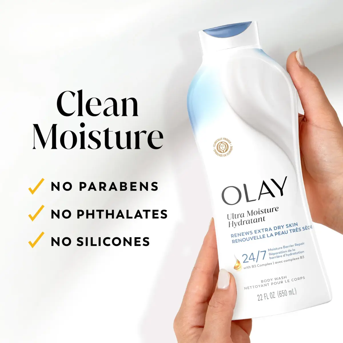 Olay Ultra Moisture Body Wash for Extra Dry Skin 650ml (22 fl oz) | Hydrates & Repairs Moisture Barrier - view 7