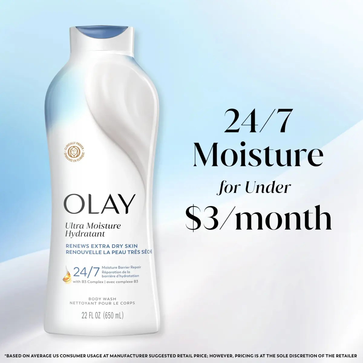 Olay Ultra Moisture Body Wash for Extra Dry Skin 650ml (22 fl oz) | Hydrates & Repairs Moisture Barrier - view 9