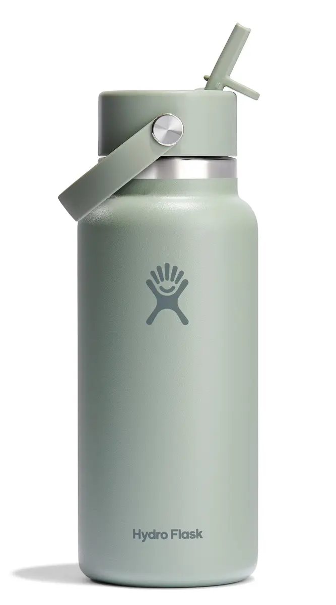 Hydro Flask Water Bottle - Insulated Stainless Steel - Wide Mouth Flex Straw Lid, Non Spill, Leakproof in 32 Oz Tonal Agave - main product image