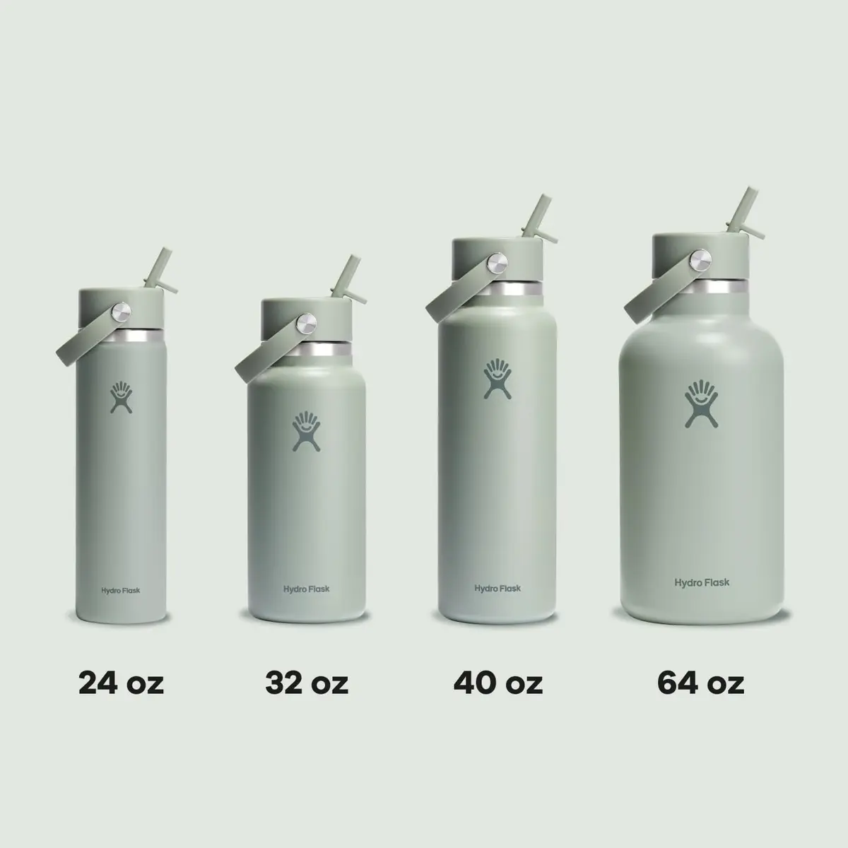 Hydro Flask Water Bottle - Insulated Stainless Steel - Wide Mouth Flex Straw Lid, Non Spill, Leakproof in 32 Oz Tonal Agave - view 8